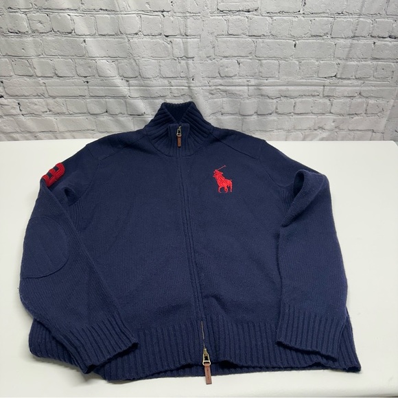 Polo by Ralph Lauren vintage Men's Dark Blue Zip-Up Sweater 100% lambs wool szXL - Picture 7 of 7